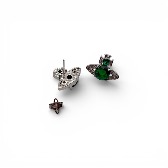 Vivienne Westwood Jewelry - Vivienne Westwood Ismere Emerald Orb Crystal Stud Earrings Silver Tone